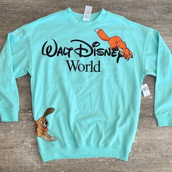 NWT Walt Disney World fox and the Hound graphic teal crewneck sweatshirt - Picture 1 of 8